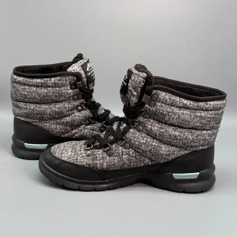 The North Face ThermoBall Lace II Women's 8 Gray Black Snow Boots Casual Outdoor